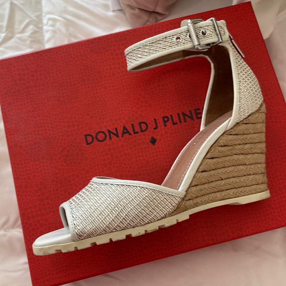Donald J. Pliner White Metallic Wedge Sandals - Picture 6 of 16